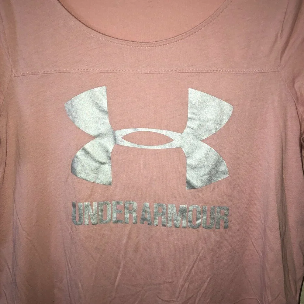 🌞 Under Armour Heatgear Tee Tshirt Pink Gray Size Medium 🌞 4/$20 Deal! 🌞 - Picture 2 of 3